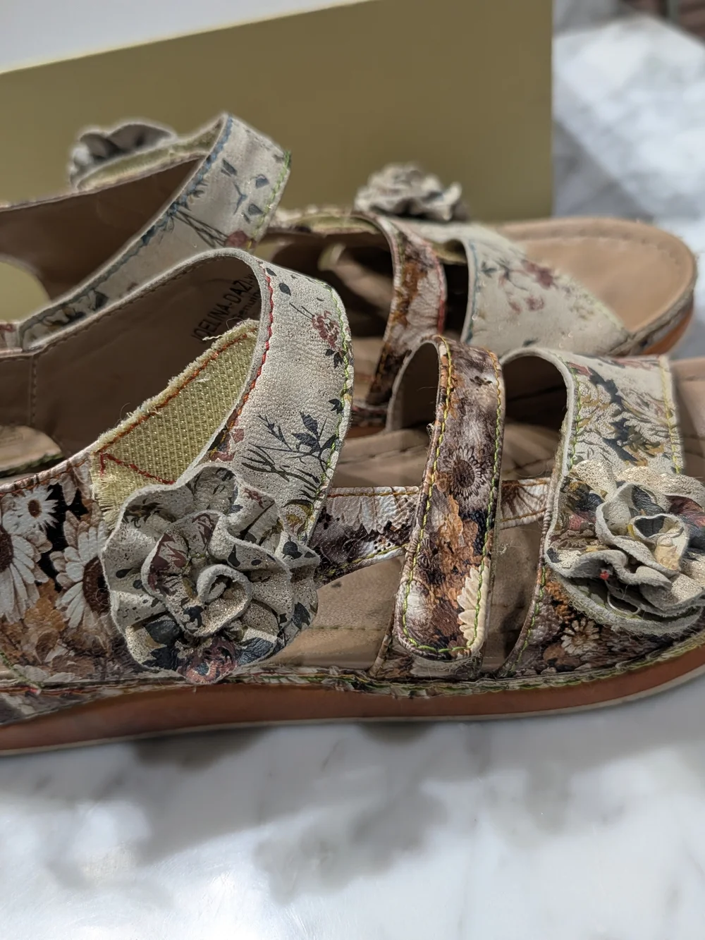 Floral Adjustable Strap Women’s Sandals - Beige Floral